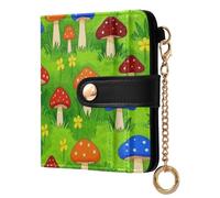 FRODOTGV Portafoglio da donna in pelle PU con chiusura magnetica a scatto design bifold minimalista attività all'aperto, Funghi commestibili, One Size, Casual