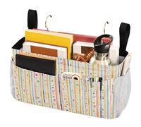 FRODOTGV Portaoggetti da comodino con grandi tasche e portabottiglie, tasca per casa, dormitorio, cuccetta, a righe, piccoli pois minimalisti