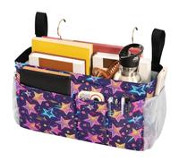 FRODOTGV Portaoggetti da comodino con tasche, organizer da appendere per letti a castello e ospedali, dormitori, sponde per letto, stelle neon colorate e alla moda