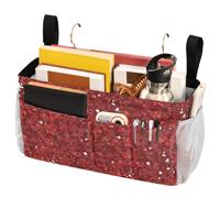 FRODOTGV Portaoggetti da comodino rosso con texture glitterata con tasche portaoggetti da appendere per dormitori a castello e sponde letto d'ospedale