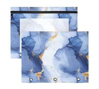 FRODOTGV Raccoglitore in marmo bianco blu con cerniere lisce, cartelle tascabili per raccoglitori a 3 anelli, confezione da 2 articoli per studenti in classe