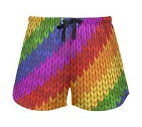 FRODOTGV Realistic Knitted Illustration Rainbow Texture Women Pajama Bottoms, Workout Pantaloncini con Pockets per Yoga Running, XXL