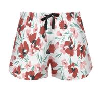 FRODOTGV Red Pink Floral Women's Lounge Shorts Pajama Bottoms Yoga Esercise Elastic Waist Drawstring,S