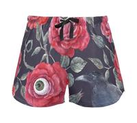 FRODOTGV Red Roses With Eyeballs and Black Crows Women Pajama Bottoms, Workout Pantaloncini con Pockets per Yoga Running, L