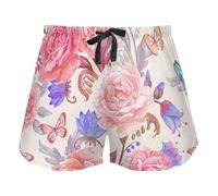FRODOTGV Romantic Texture Bouquet Lovely Roses Womens Lounge Shorts Pajama Bottoms Running Exercise Elastic Waist Drawstring,XXL