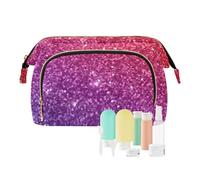 FRODOTGV Rosso Viola Gradiente Glitter Trucco Borse Portatile Capacità Viaggio Cosmetico Borsa Da Viaggio Borsa Da Donna Moneta Cambiamento Trucco, Rosso Viola Sfumato Glitter, 1 Size