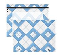 FRODOTGV Sacchetti blu scuro per raccoglitori a scacchiera, con cerniera, tasca a 3 fori, per lettere di carta A4, confezione da 2 pezzi per studenti e forniture artistiche