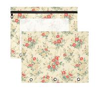FRODOTGV Sacchetti trasparenti per matite con fiori rossi di Dianthus beige, per lettere di carta A4, confezione da 2 articoli artistici per insegnanti