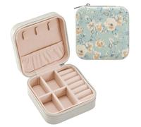 FRODOTGV Scatola organizer per collane in stile shabby chic, con fiori primaverili, per ragazze, in pelle, da viaggio, per vacanze, accessori essenziali per anelli, orecchini, bracciali, regali