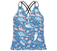 FRODOTGV Sea Animals and Ocean Creatures - Tankini da donna, ad asciugatura rapida, con scollo a V, Animali marini e creature oceaniche, M