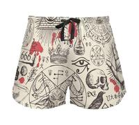 FRODOTGV Sea Stars on Dark Blue Textured Pajama Shorts per le donne, elastico in vita coulisse pantaloncini da allenamento per yoga allenamento M, Satanismo e occultismo in stile retrò, XXL
