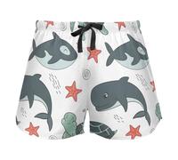 FRODOTGV Seamless Pattern on Marine Theme Killer Womens Lounge Shorts Pajama Bottoms Running Exercise Elastic Waist Drawstring,L
