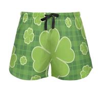 FRODOTGV Seamless Pattern St Patrick's Day Green Women's Pajama Bottoms Casual Workout Shorts Gym Running Pantaloncini, L