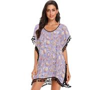 FRODOTGV Seashells Diverse Forme e Stelle Marine Lilla Donne Costumi Da Bagno Copricostume Bikini Coverup Beach Casual Dress, Conchiglie diverse forme e stelle marine lilla, Large