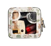 FRODOTGV Senza soluzione di continuità Modello Naturale Personalizzato Funghi Toiletry Bag con Cerniera Mini Clear Makeup Bag Trasparente Trucco Portatile Trucco, Seamless Natural Pattern
