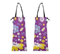 FRODOTGV Set di 2 sacchetti della spazzatura per auto, camion, sacchetti della spazzatura per auto, piccoli bidoni della spazzatura per auto, motivo floreale viola