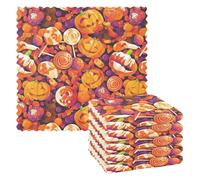 FRODOTGV Set di 6 panni in microfibra, per la festa di tutti i santi, per Halloween e caramelle, strofinacci morbidi per la casa, 28 x 27 cm