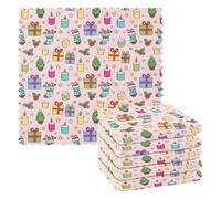 FRODOTGV Set di 6 panni in microfibra per la pulizia, colorati elementi natalizi, asciugamani da cucina, riutilizzabili, per lavare i piatti, 27,9 x 27,9 cm