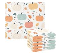 FRODOTGV Set di 6 panni riutilizzabili in microfibra per la pulizia della cucina, panni assorbenti per bagno, zucche raccolte autunnali, 28 x 28 cm