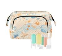 FRODOTGV Shells Ocean Waves Beach Starfish Toiletry Bags Borsa da toeletta per le donne Cosmetici Toiletry Portamonete da donna portatile, Conchiglie Ocean Waves Spiaggia Stella Mar, 1 Size