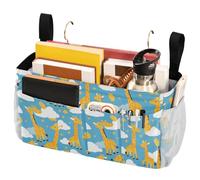 FRODOTGV Simpatiche giraffe e nuvole sul comodino con grandi tasche e portabottiglie, organizer per casa, università, dormitorio, letto a castello/letto d'ospedale, sponde del letto della culla