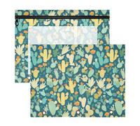 FRODOTGV Simpatici astucci per matite con cactus verde scuro con finestra trasparente a 3 fori per lettere di carta A4, confezione da 2 articoli per la scuola per studenti