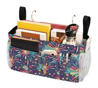 FRODOTGV Simpatico cestino portaoggetti da comodino con motivo a mucca che mangia erba, con tasche, organizer da appendere, può essere posizionato libri, telefoni, chiavi, occhiali, riviste
