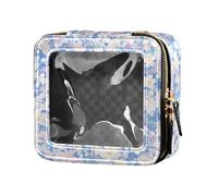 FRODOTGV Simpatico personaggio dei cartoni animati e elementi natalizi in pelle rosa trasparente piccola borsa per il trucco per ragazze donne organizer cosmetici borse trasparenti, Fiori di ciliegio