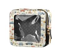 FRODOTGV Simpatico Raccoon Wildlife Natale Impermeabile Trasparente Piccola Borsa Trucco per la Borsa per le Ragazze Organizzatore Cosmetico Portatile Sacchetti di Immagazzinaggio Trasparente