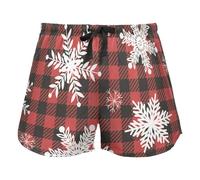 FRODOTGV Snowflakes on Buffalo Plaid Donna Pajama Bottoms, Pantaloncini da allenamento con Pockets per Yoga Running, S