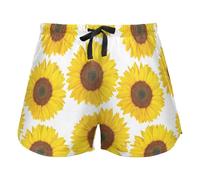 FRODOTGV Sunflower Summer Yellow Flowers Women's Lounge Shorts Pajama Bottoms Yoga Esercise Elastic Waist Drawstring,XL