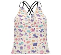FRODOTGV Tankini da donna con animali marini e creature oceaniche, top da spiaggia con controllo della pancia, Animali marini e creature oceaniche, L