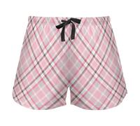 FRODOTGV Tartan Scotland Seamless Plaid Pattern Pink Women's Pajama Bottoms Casual Workout Shorts Gym Running Shorts,XXL