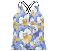 FRODOTGV The Garden Tricolor Pansy Flower - Tankini da spiaggia con scollo a V, Il Giardino Tricolore Viola Del Pensiero, S