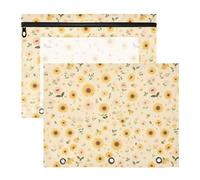 FRODOTGV Tiny Peach Sunflowers Raccoglitore Buste Portatili 3 Fori Tasca per Lettere A4 Carta Confezione da 2 Forniture per Insegnanti