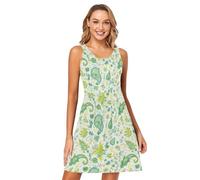 FRODOTGV Tradizionale Orientale Paisley Pattern Vintage Acquerello Donna Vestito Moda A-Line Party Mini Prendisole Estate, Tradizionale Orientale Paisley Pattern Vintage Acquerello, XX-Large
