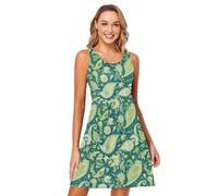 FRODOTGV Tradizionale Orientale Paisley Pattern Vintage Acquerello Donne Tank Midi Dress Swing A-Line Holiday Sundress Estate, Tradizionale Orientale Paisley Pattern Vintage Acquerello, XX-Large