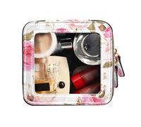 FRODOTGV Trousse da toilette con cerniera carino beauty case trasparente rose inglesi senza cuciture pesca bianco cosmetici borse, English Roses Seamless Peach Bianco, 1 Size