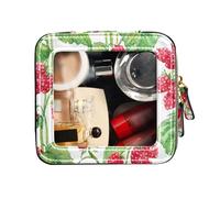 FRODOTGV Trousse impermeabile trasparente per cosmetici, in pelle, con acquerello, bacche, lampone, rosso e bianco, Acquerello Berry Lampone Rosso Bianco, 1 Size