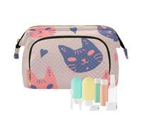 FRODOTGV Trousse Trucco Cosmetici Borsa Cosmetica Viaggio Cosmetici Essenziali Donne Portafoglio Contanti Divertente Rosa Blu Faces E Cu, Divertenti volti e cuori blu rosa, 1 Size