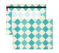 FRODOTGV Turchese Scacchiere Raccoglitore Matita Pouch Finestra Trasparente Cartella di File di Plastica per A4 Lettera di Carta 2 Pack Studenti Forniture di Classe