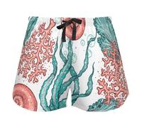 FRODOTGV Underwater World - Pantaloncini da pigiama da donna, con tasche, per palestra e corsa, Mondo subacqueo, XL