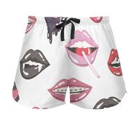 FRODOTGV Various Sexy Lips Colored Women's Pajama Bottoms Casual Workout Pantaloncini Palestra Running Pantaloncini, L