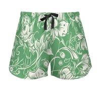 FRODOTGV Vintage Grass Green Yellow Pattern Women Lounge Shorts Pajama Bottoms Workout Yoga Elastic Waist Drawstring,XL