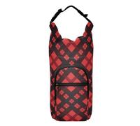 FRODOTGV Zaino a tracolla a quadretti rossi e neri con porta bottiglia d'acqua portatile isolato portabottiglie d'acqua porta bottiglia d'acqua supporto per cintura per bottiglie da 20/24/32/40 once