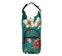 FRODOTGV Zaino a tracolla con fiori colorati color foglia di tè con porta bottiglia d'acqua, elegante borsa termica per bottiglie d'acqua per escursioni, adatto per bottiglie da 20/24/32/4 once