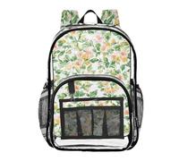 FRODOTGV Zaino con fiori e foglie luminosi trasparente per la scuola borse per libri trasparenti per ragazze ragazzi borsa trasparente in PVC trasparente, fiori e foglie chiari, 1 taglia, Fiori e