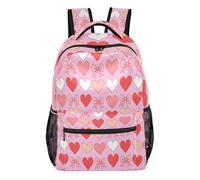 FRODOTGV Zaino giornaliero 1 principale, 2 laterali, 1 cerniera frontale e 4 tasche interne, fodera interna in pelle di pesca, per studenti scolastici, pendolari, taglia S, Cuori Legati, S, Casual