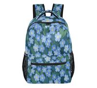 FRODOTGV Zaino scolastico multi-tasca, con spallacci imbottiti regolabili per adolescenti, ragazzi e ragazze, per gite brevi, taglia S, Fiore blu, S, Casual
