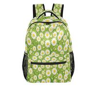 FRODOTGV Zaino scolastico multi-tasca, con spallacci imbottiti regolabili per adolescenti, ragazzi e ragazze, per gite brevi, taglia S, Margherita verde., M, Casual